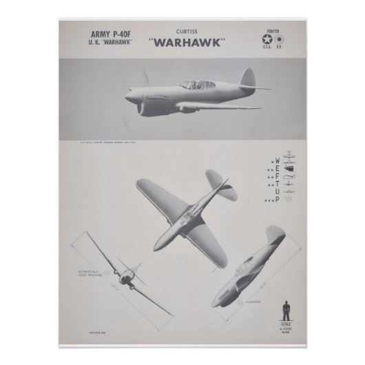 Curtiss P-40 Warhawk Recognition Poster (Voorkant)