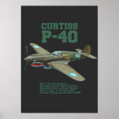 Curtiss P-40 Warhawk | WW2-vliegtuig Poster (Voorkant)