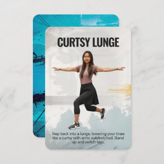 Curtsy Lunge Fitness Card with Blue Backing Save The Date
