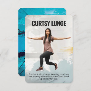 Curtsy Lunge Fitness Kaart met Blue Backing