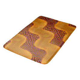 Curva laranja e pontos dourados sobre fundo marrom badmat