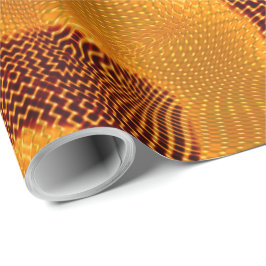 Curva laranja e pontos dourados sobre fundo marrom cadeaupapier