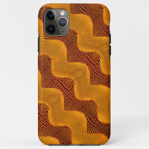 Curva laranja e pontos dourados sobre fundo marrom Case-Mate iPhone case