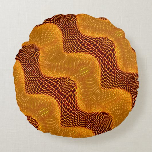 Curva laranja e pontos dourados sobre fundo marrom rond kussen (Voorkant)