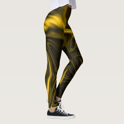 Curvas amarelas ou dourados em imagem marrom. leggings (Rechts)