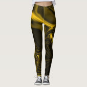 Curvas amarelas ou dourados em imagem marrom. leggings (Voorkant)