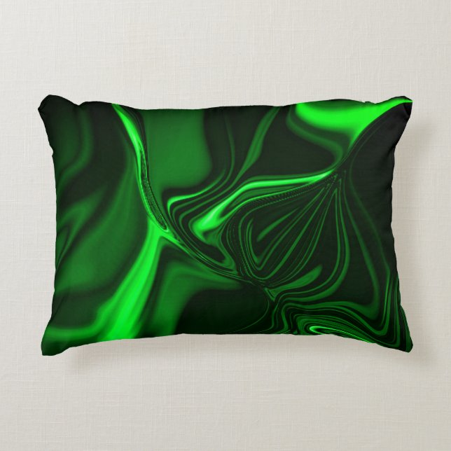 Curvas e dobras verde niquelado em fundo escuro. accent kussen (Voorkant)
