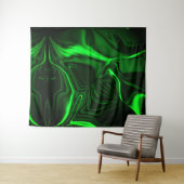 Curvas e dobras verde niquelado em fundo escuro. wandkleed (In Situ (horizontaal))