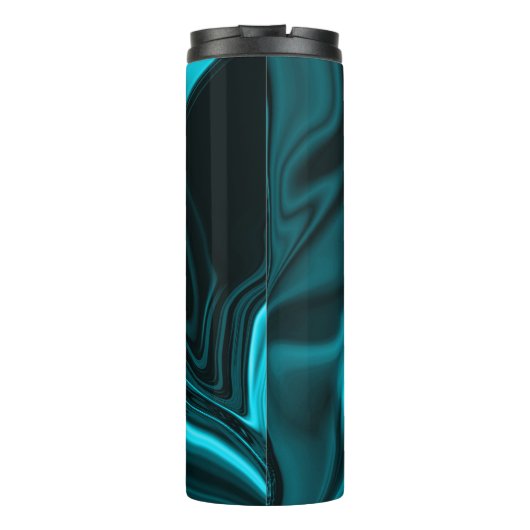 Curvas em azul turquesa, céu profundo ou ciano. thermosbeker (Achterkant)