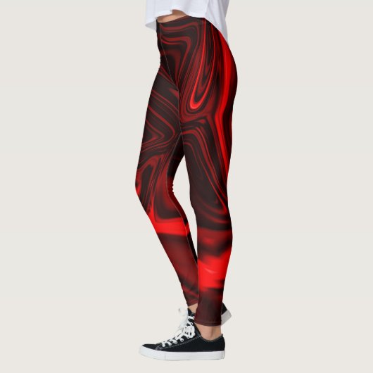 Curvas, ondulações vermel heeft em fundo preto. leggings (Links)