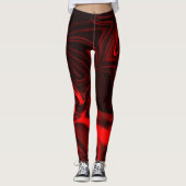 Curvas, ondulações vermel heeft em fundo preto. leggings (Voorkant)