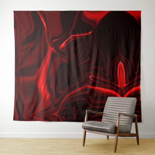 Curvas vermel heeft claro e escuro em fundo escuro wandkleed (In Situ (horizontaal))