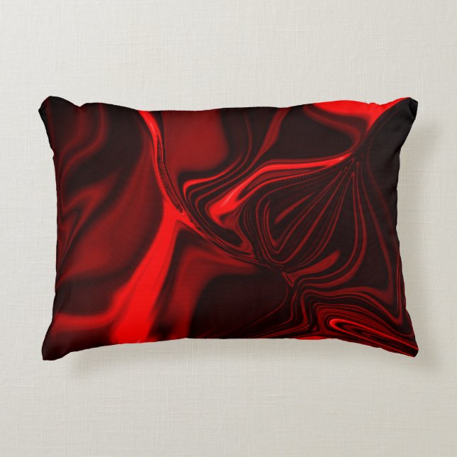 Curvas vermelhas claro e escuro em fundo escuro. accent kussen (Voorkant)