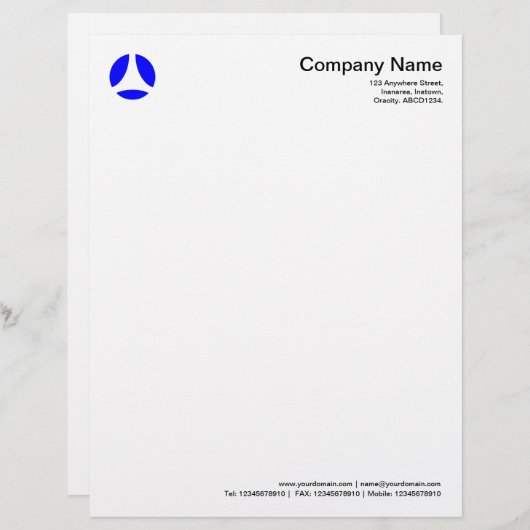 Curve Ball - blauw Briefhoofd Ontwerp (Voorkant / Achterkant)