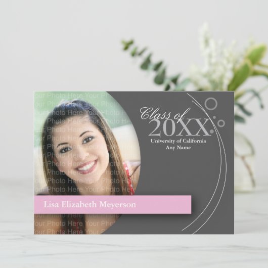 Curve en Stippen Afmetingen: Aangepast roze Kaart (Staand voorkant)