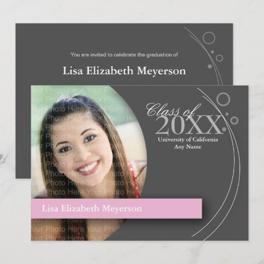 Curve en Stippen Afmetingen: Aangepast roze Kaart (Voorkant / Achterkant)