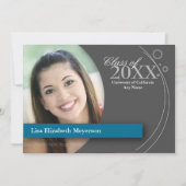 Curve en Stippen Afstuderen: Aangepast blauw Kaart (Voorkant)