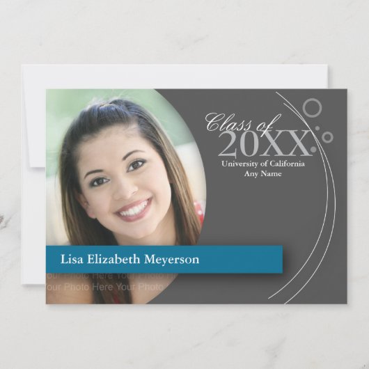 Curve en Stippen Afstuderen: Aangepast blauw Kaart (Voorkant)