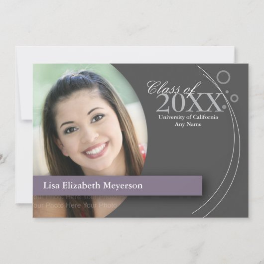 Curve en Stippen Afstuderen: Aangepast Paars Kaart (Voorkant)