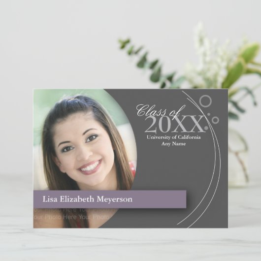 Curve en Stippen Afstuderen: Aangepast Paars Kaart (Staand voorkant)
