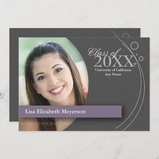 Curve en Stippen Afstuderen: Aangepast Paars Kaart (Voorkant / Achterkant)