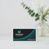 Curve II - Cyaan op zwart Visitekaartje (Staand voorkant)