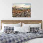 Curve in Tracks - Railroad Tracks - Mountains Canvas Afdruk (Insitu (Slaapkamer))