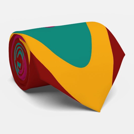 Curve kleurrijke regenboog Abstracte retroArt Deco Stropdas (Opgerold)