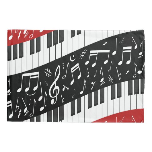 Curve-pianotoetsen en muzieknoten kussensloop (Achterkant)