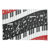 Curve-pianotoetsen en muzieknoten kussensloop (Voorkant)