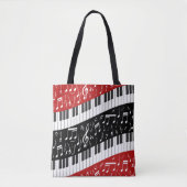 Curve-pianotoetsen en muzieknoten tote bag (Voorkant)