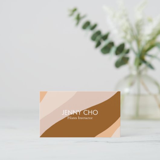 Curve Stripe Retro Abstract Minimal Modern Neutral Visitekaartje (Staand voorkant)