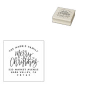 Curve-tekstfamilie naam kerstretouradres rubberstempel (Gestempeld)