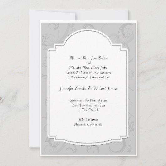 Curved Art Deco Diva in Gray Wedding Invitation Kaart (Voorkant)