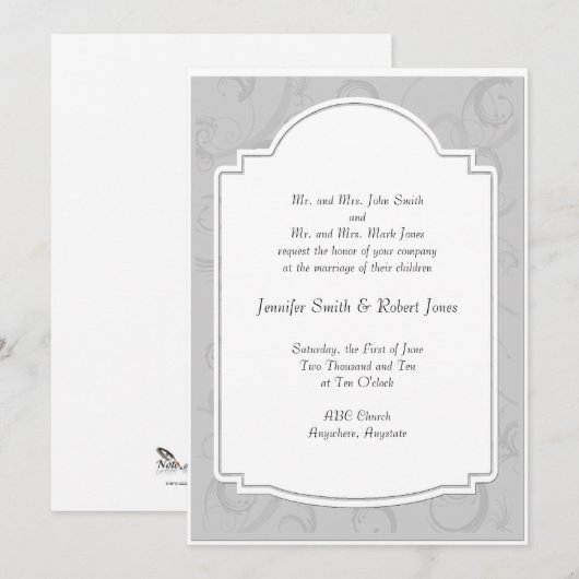 Curved Art Deco Diva in Gray Wedding Invitation Kaart (Voorkant / Achterkant)