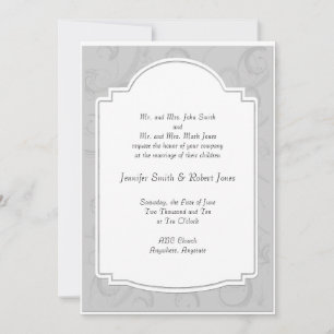 Curved Art Deco Diva in Gray Wedding Invitation Kaart