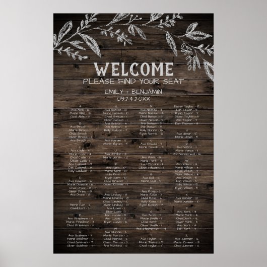 Curved Branch | Houten alfabetische zeegrafiek Poster (Voorkant)