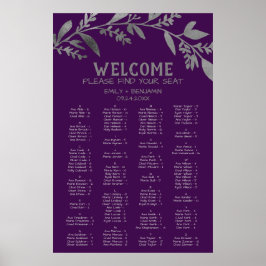 Curved Branch Silver Alfabetical Seating Chart Poster