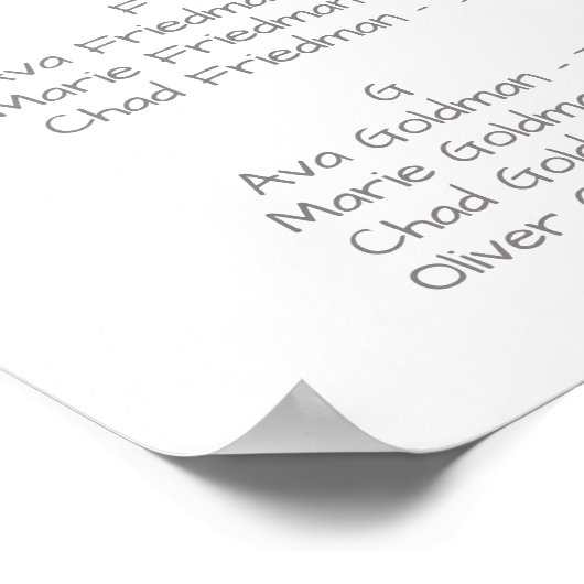 Curved Branch Silver Alfabetical Seating Chart Poster (Hoek)