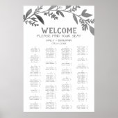 Curved Branch Silver Alfabetical Seating Chart Poster (Voorkant)