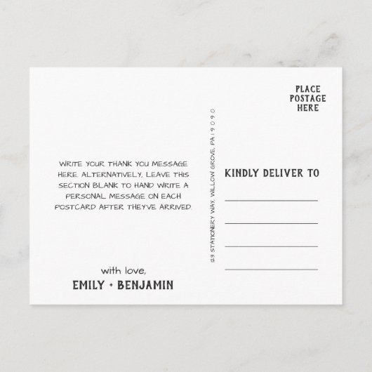 Curved Branches | Chalkboard Hartelijk dank Briefkaart (Achterkant)