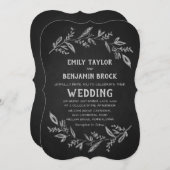 Curved Branches | Chalkboard Wedding Kaart (Voorkant / Achterkant)