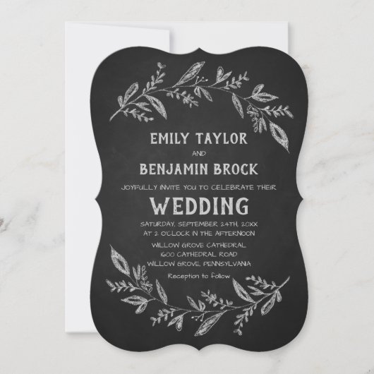 Curved Branches | Chalkboard Wedding Kaart (Voorkant)