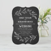 Curved Branches | Chalkboard Wedding Kaart (Staand voorkant)