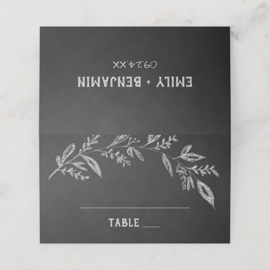 Curved Branches | Chalkboard Wedding Plaatskaartje (Buitenkant ongevouwen)