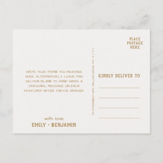 Curved Branches | Gold Hartelijk dank Briefkaart (Achterkant)