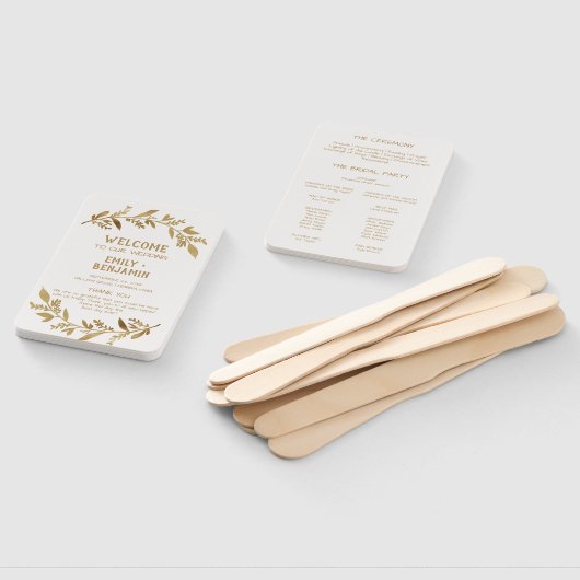 Curved Branches | Gold Wedding-programma Handwaaier (Niet-gemonteerd)