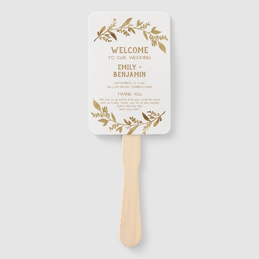Curved Branches | Gold Wedding-programma Handwaaier (Voorkant)