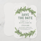 Curved Branches | Greenery Save the Date Kaart (Voorkant / Achterkant)