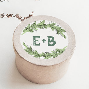 Curved Branches Greenery Wedding Envelope Seals Ronde Sticker